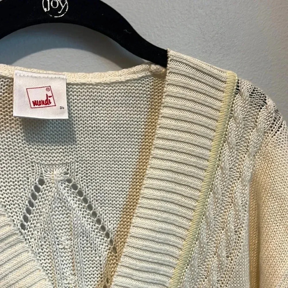 Vintage mondi size 34 small / medium linen blend cream sweater - Picture 3 of 9